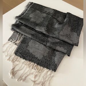 Olsen Mixed Pattern Silver Fringe Scarf